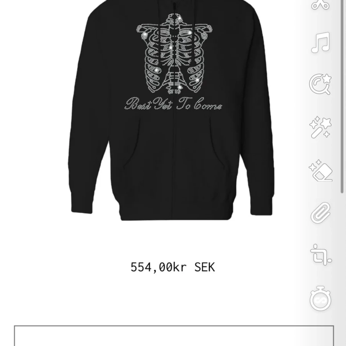 Svart hoodie med strassdetaljer - 90