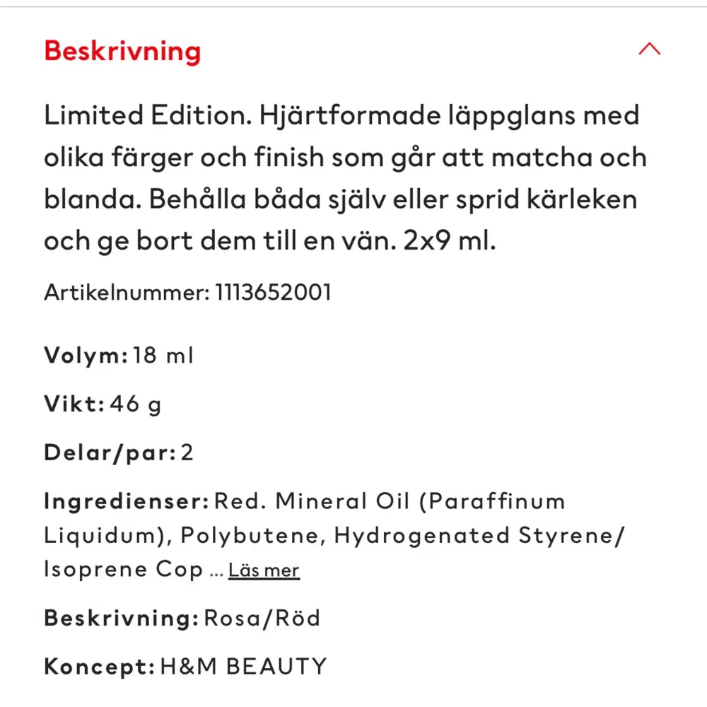 2 st läppglans från h&m. oöppnad. använd ”köp nu”. 16/8-2024. Skönhet.