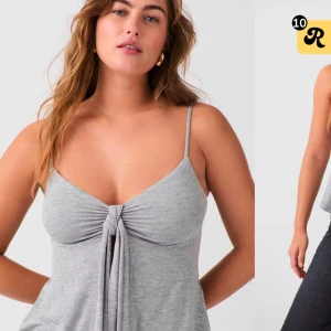 grå knuttopp från Gina Tricot - Snygg grå knytopp från Gina Tricot med smala axelband och knytdetalj framtill. Perfekt för en avslappnad stil. använt 1 gång 