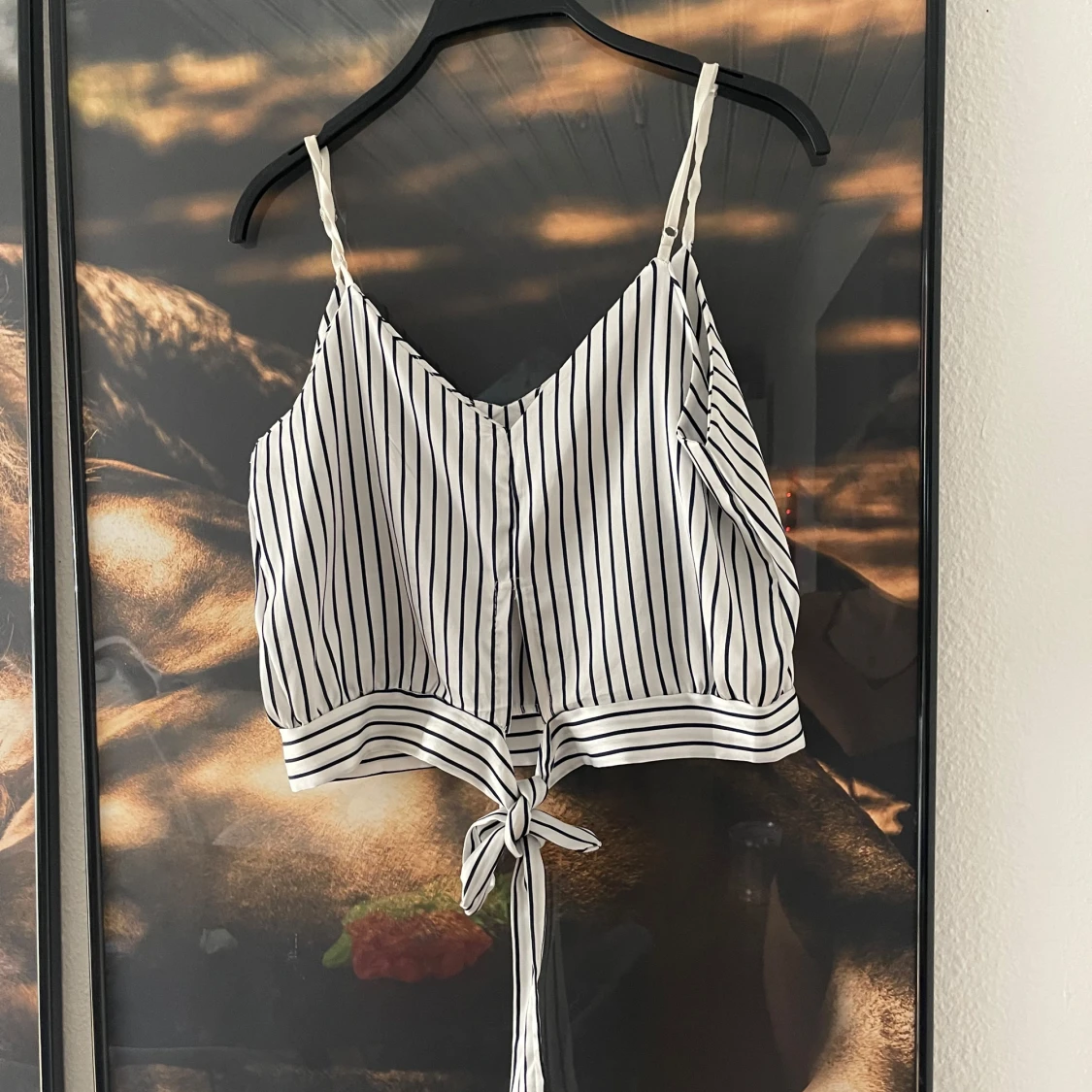 Randig linne topp - 90