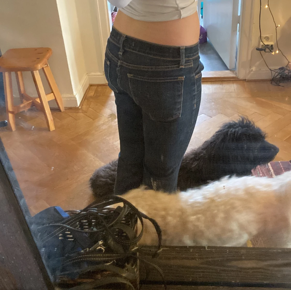 Mörkblå bootcut jeans - 1