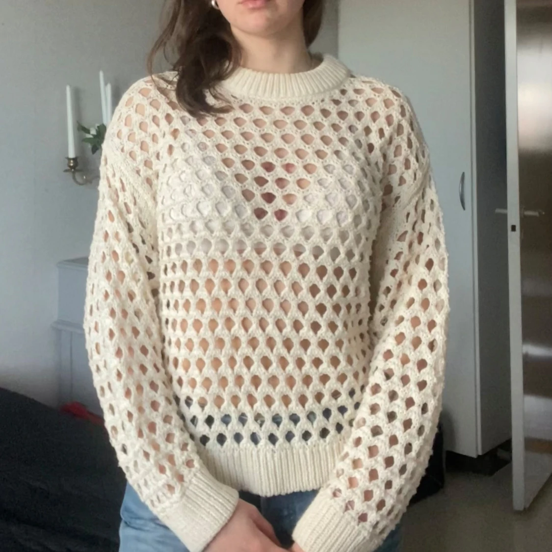 Vit stickad tröja
