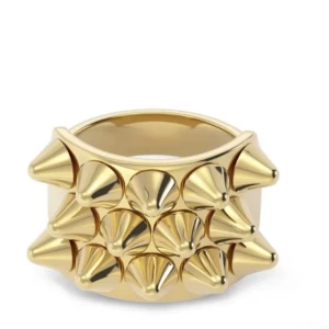 SÖKER Guldfärgad ring med nitar - Söker denna edblad ring, storlek spelar ingen roll men helst i bra skick, kan betala runt 150