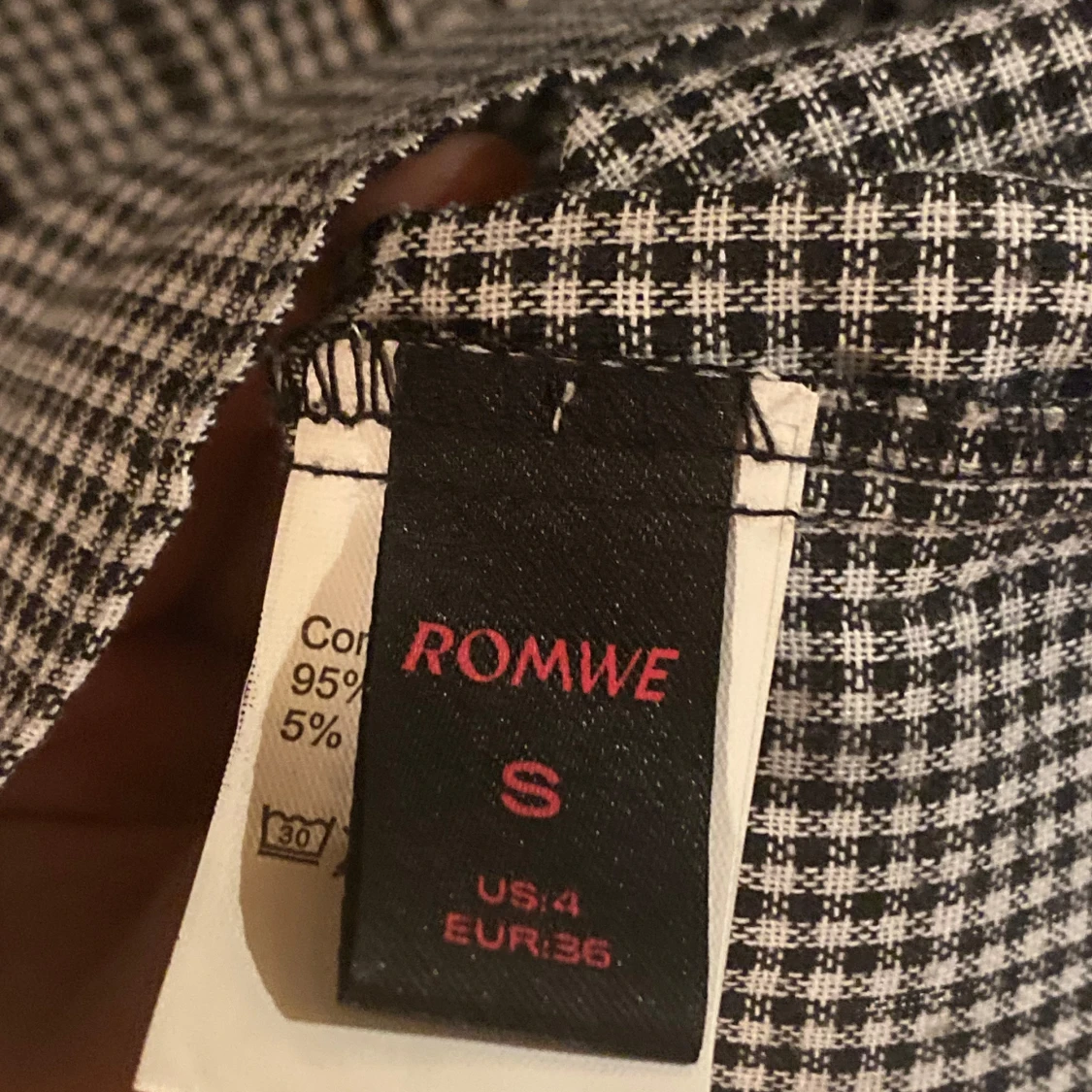 Svartvit rutig blus Romwe - 90