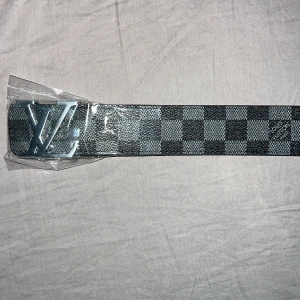 Rutig bälte, svart och grått med silvrig logga - Hej jag har en svart och grå rutigt bälte, helt nytt skick och denna säljer jag för att det inte är min stil och jag fick den utan den färgen jag hade hoppats på.