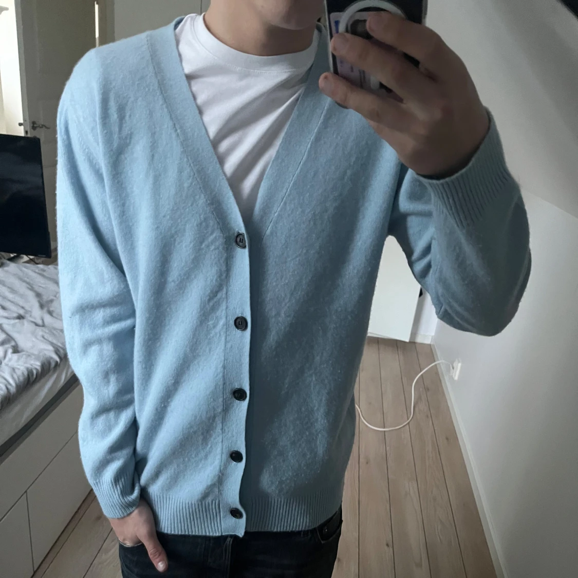 Cashmir kofta i Ljusblå  - 3