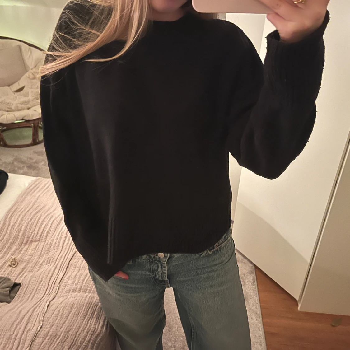Svart stickad tröja - 90