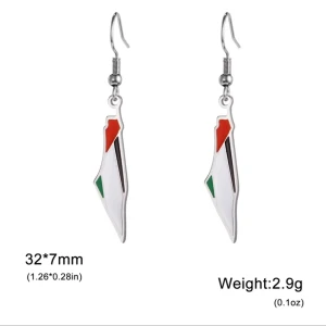 Palestina flagga karta örhängen  - Palestina flagga karta örhängen  Färg silver  Ny