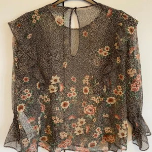 Floral sheer Zara top blouse with sleeve - Cute floral sheer top from Zara. Never worn and in excellent condition. 3/4 sleeve and frills.  Size: M Medium