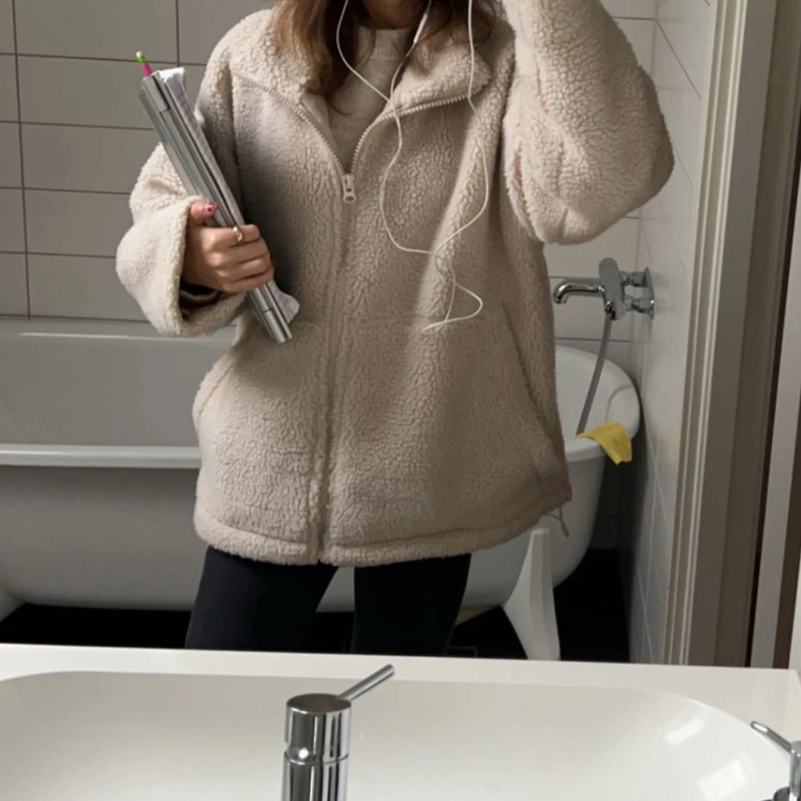 Beige teddyjacka - 90