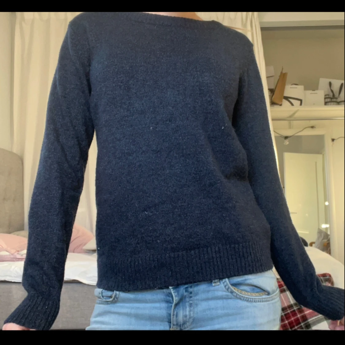 Mörkblå stickad tröja - 91