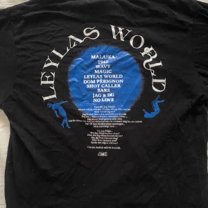 Ant wan merch Leyla's World t shirt  - Säljer en svart ANT WAN merch t-shirt med ett stort Leyla's World-tryck på baksidan. Texten är i vitt och blått med olika ord och fraser från Ant Wan. Storlek S . Merch från 2020 slutsåld överallt!! svår att få tag i 