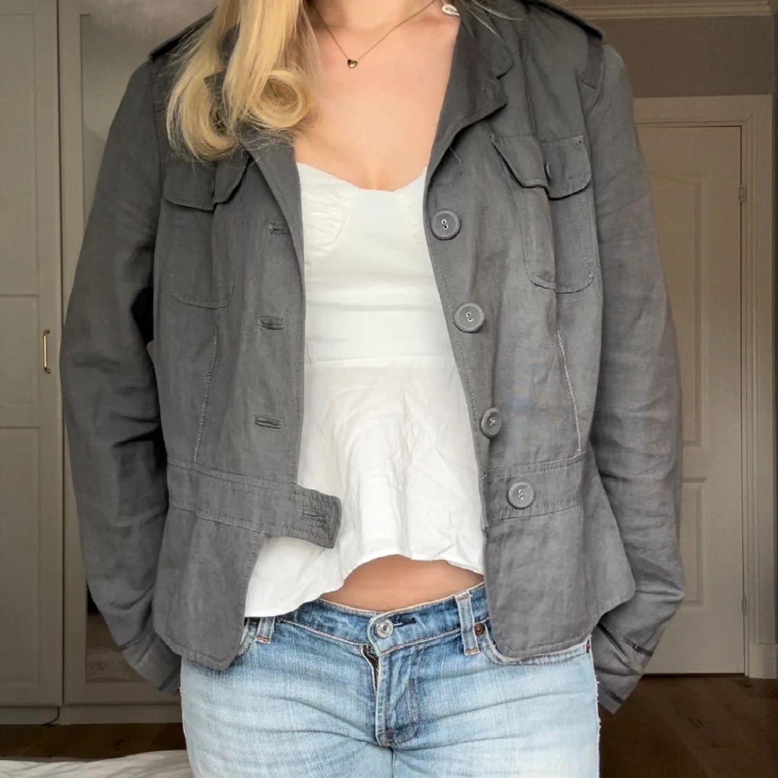 Grå höstjacka  - 90