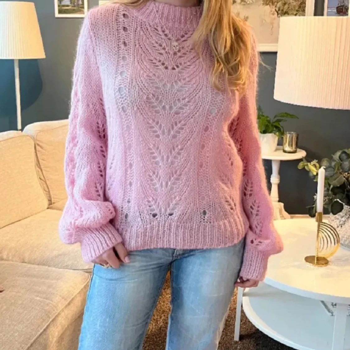 Rosa stickad tröja 