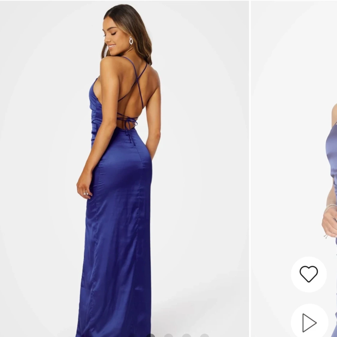 Blå långklänning med slits - 90