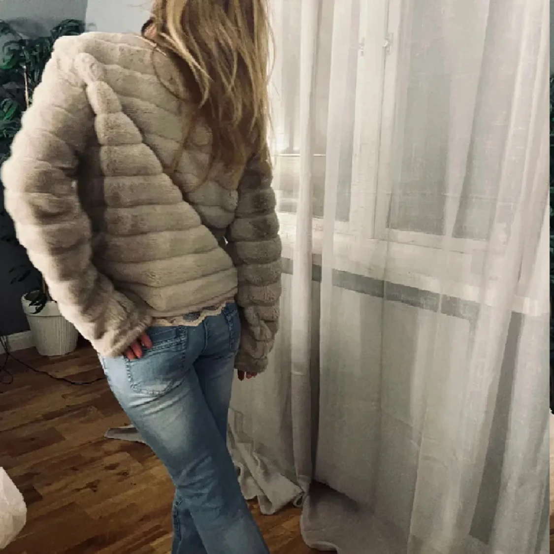 ljusrosa pälsjacka - 90