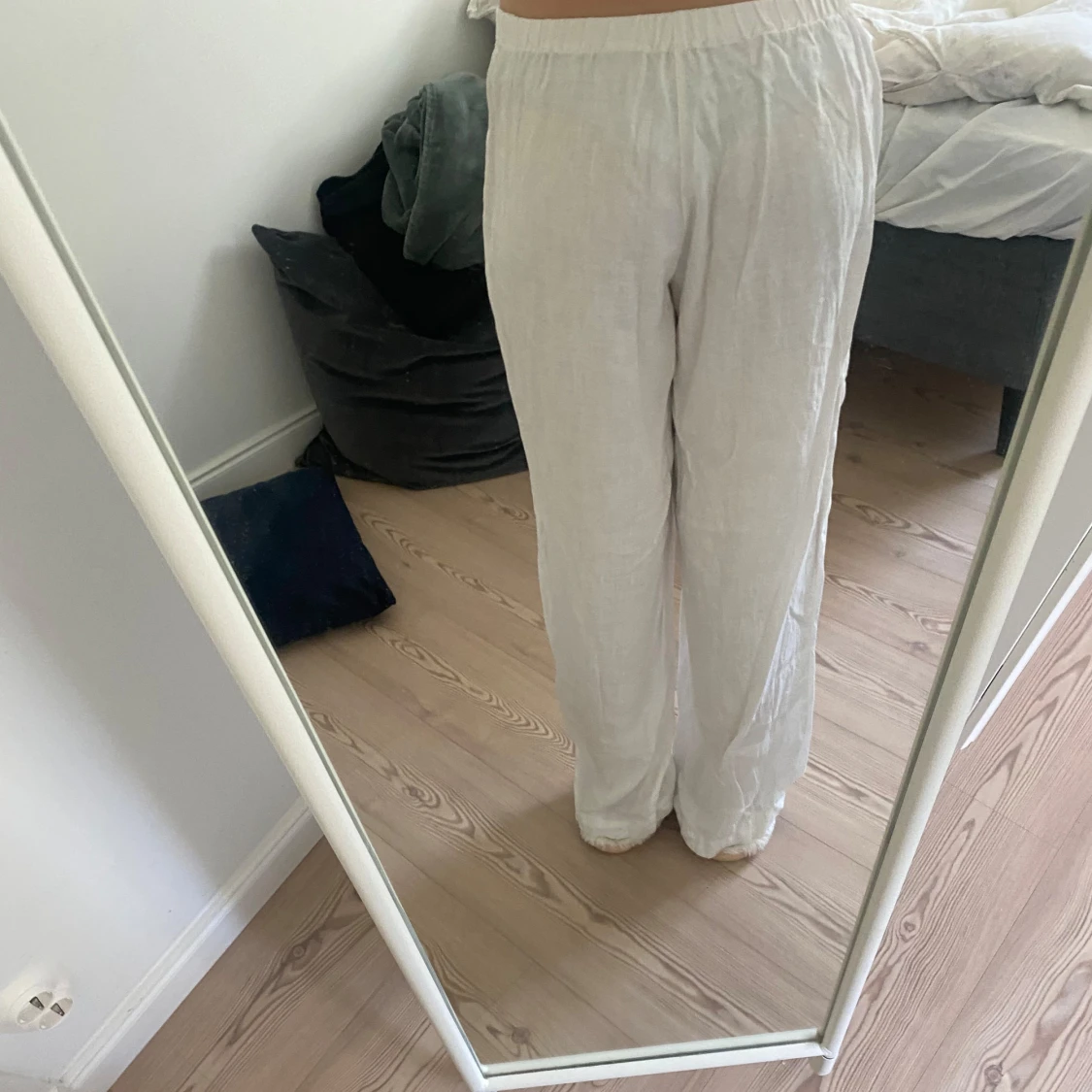 Fina lågmidjade linnebyxor  - 90