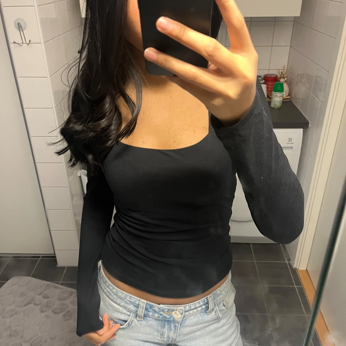 Svart långärmad topp - 90