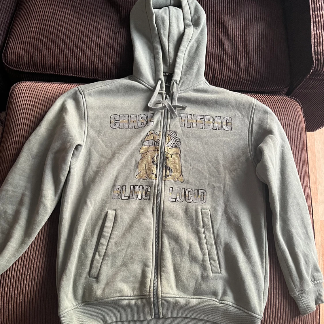 Rhinestone Zip-tröja