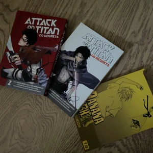 Attack on Titan: No Regrets och Banana Fish - Säljer tre mangaböcker: två volymer av 'Attack on Titan: No Regrets' och en volym av 'Banana Fish’. Perfekt för mangaälskare som gillar action. Böckerna har snygga omslag och detaljerade illustrationer. Perfekt för samlingen eller som present! Går att köpa enskild bok eller tillsammans. 