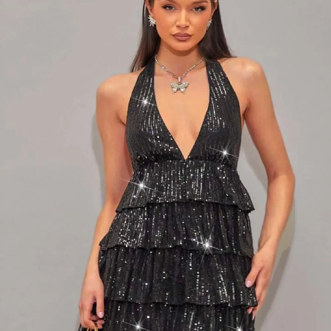 Svart glittrig klänning  - 90