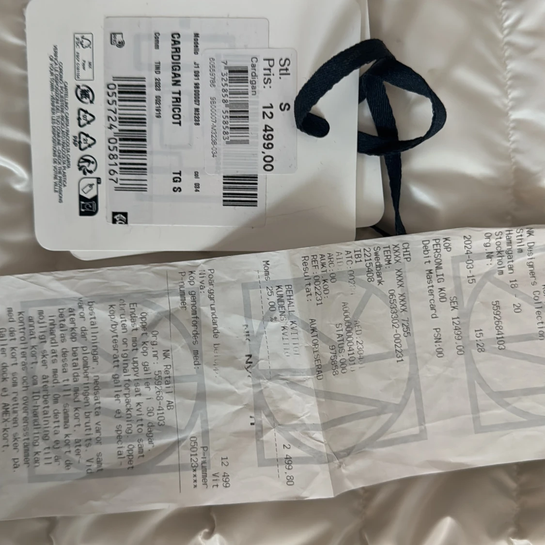 Moncler Padded Tricot Cardigan With Hood In White And Navy Blue - 1