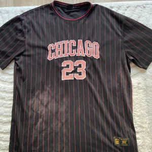 Oversize loose fit t-shirt  - Använd ett fåtal gånger. Inte nopprig, finns inte heller några hål. Bra skick. Den röda färgen på nummer 23 och chicago har fadeat lite. 