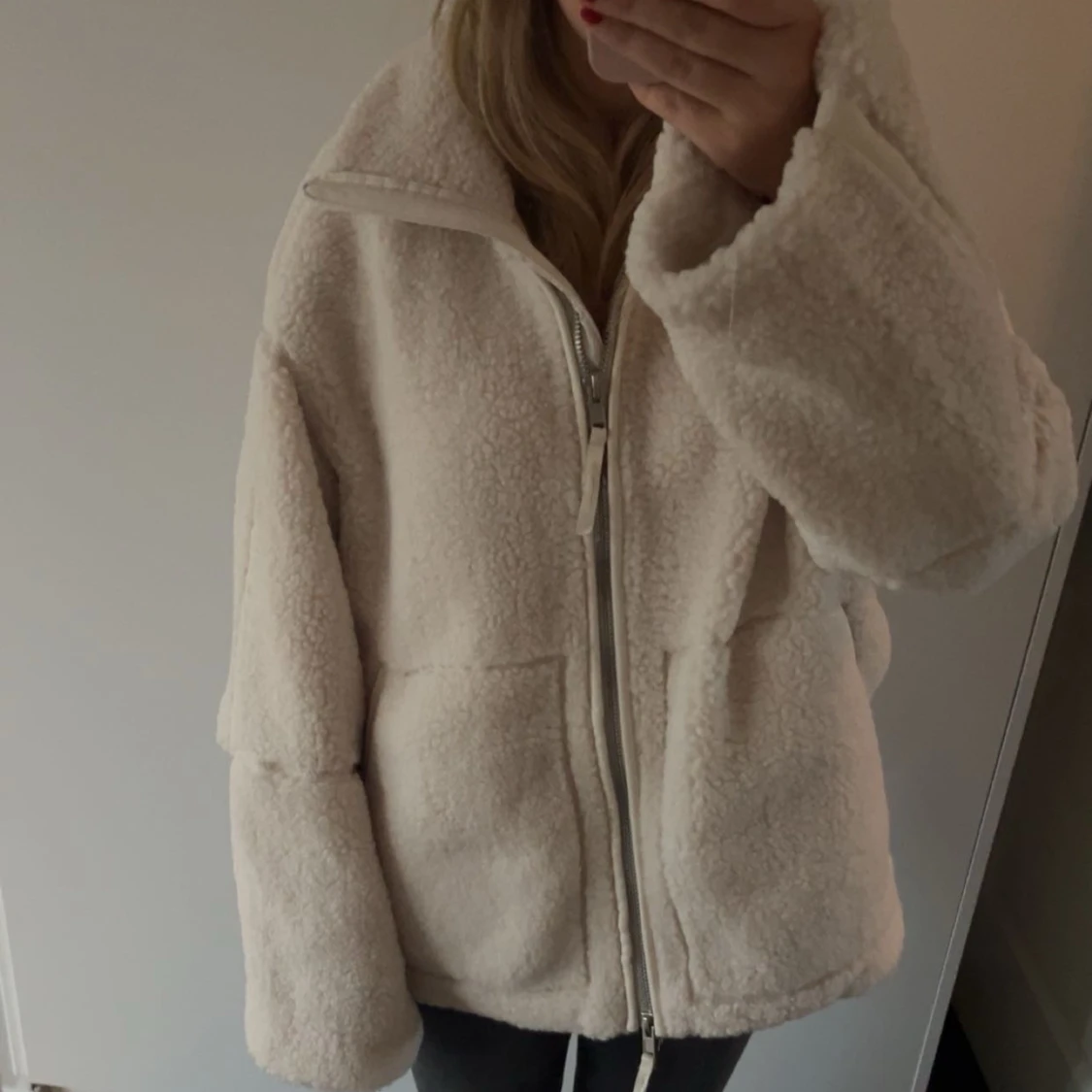 Beige teddyjacka hm - 90