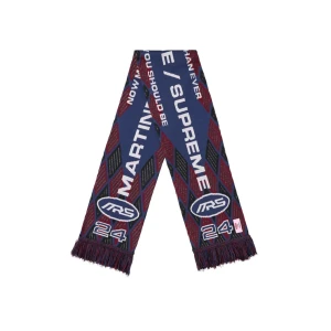 Supreme x Martine Rose - Supreme X Martine Rose Wool jacquard football scarf with logos  Navy/burgundy 