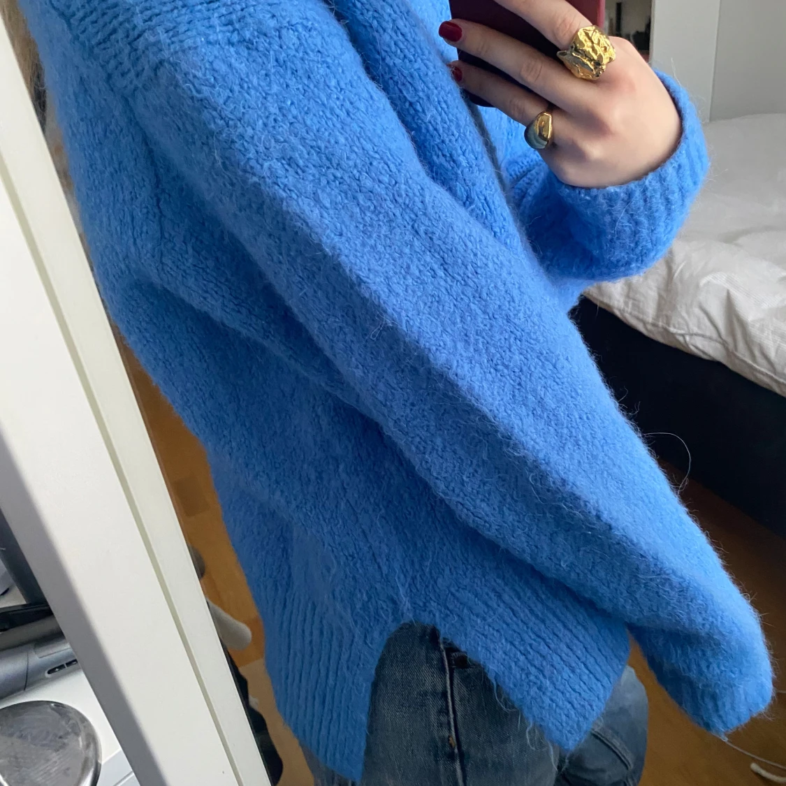 Blå stickad tröja - 3