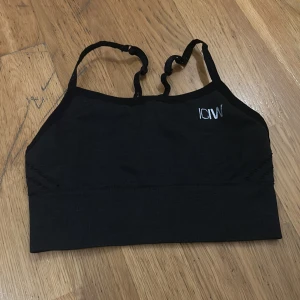 Svart sporttopp från ICANIWILL - Säljer en svart sporttopp från ICANIWILL i mycket bra skick. Den har justerbara axelband och en ribbad kant för extra stöd. Perfekt för träning eller vardagsbruk.  Hittar ingen stl, men passar mig som har 75C i vanliga bh:ar. Men skulle tippa på S