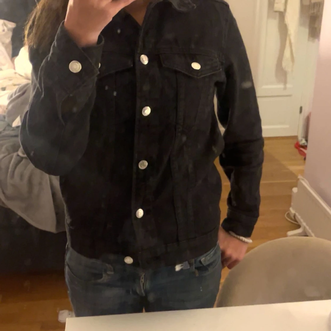 Svart jeansjacka - 90