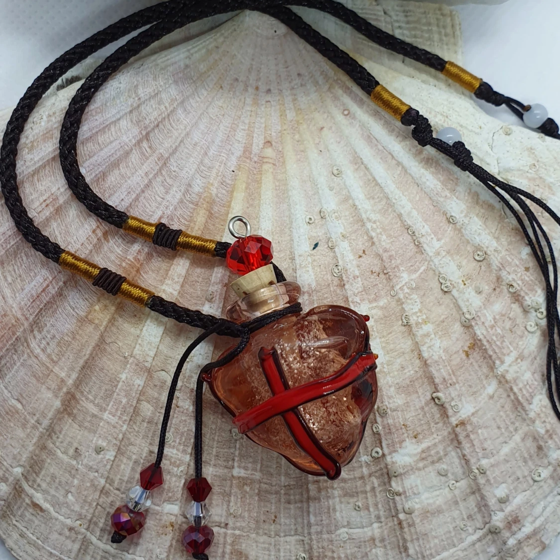 Unik målad & pyntad flaska i porslin/glas - 1