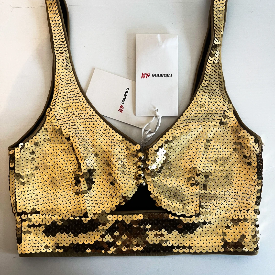  H&M X Paco Rabanne Gold Sequined Crop Top - 92