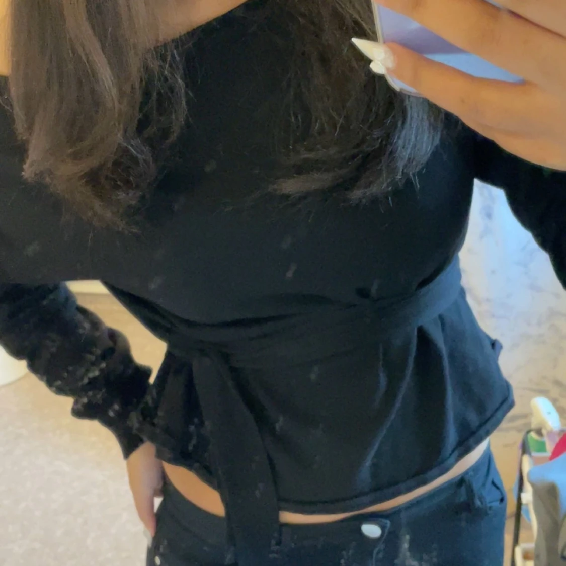 Svarta lågmidjade bootcut jeans - 90