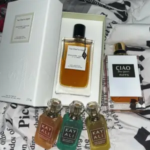 Rensar ut bland mina parfymer dessa säljs till bra priser!  Van cleef - 870kr (60ml kvar) Ciao luktar som love dont be shy by Kilian  - 500kr (85ml kvar)  Alla KAYALIs 245kr/st  