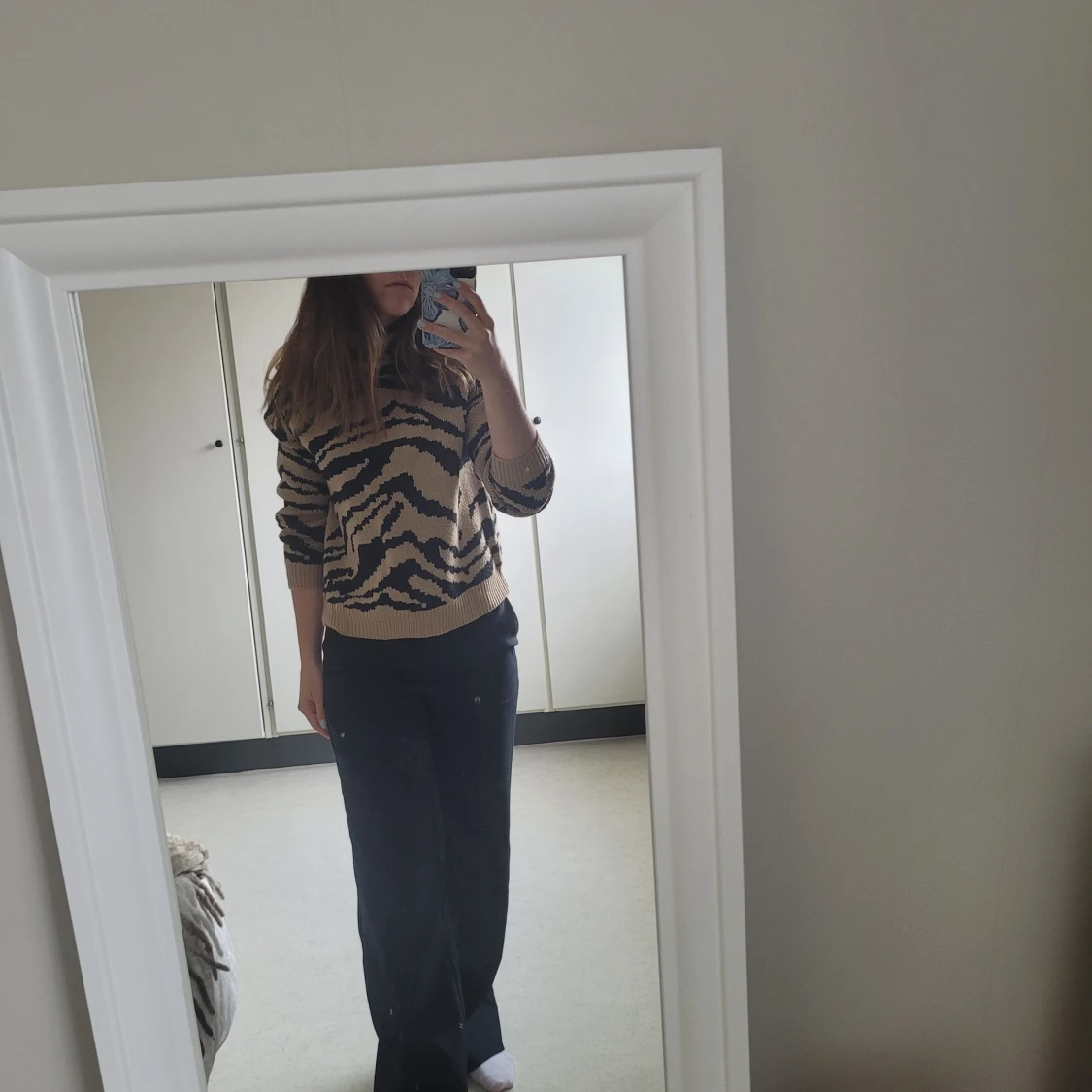 Zebrarandig stickad tröja - 92