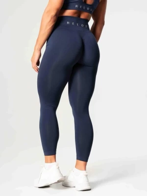 Relode Mörkblå seamless leggings - Snygga mörkblå seamless leggings med hög midja och bred resår. Tight passform som framhäver formerna och ger stöd vid träning. Tillverkade i stretchigt och mjukt material som andas. Perfekta för gymmet eller en aktiv vardag.
