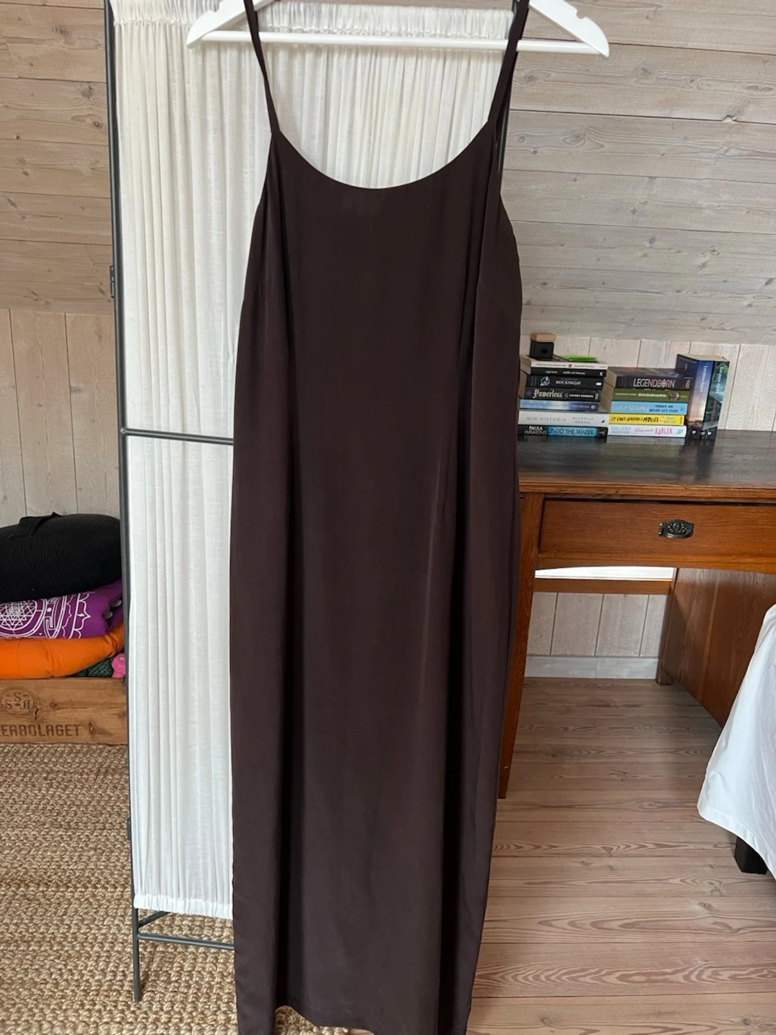Mörkbrun Laura Ashley klänning med slits - 3