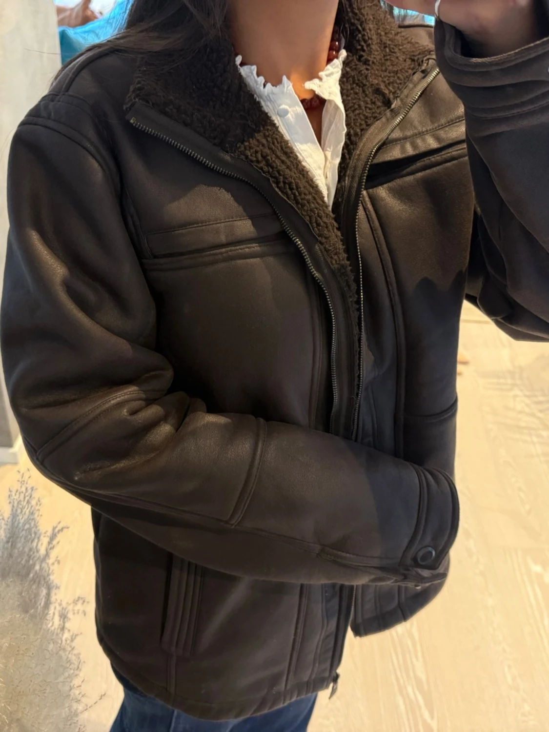 Brun läder jacka - 1