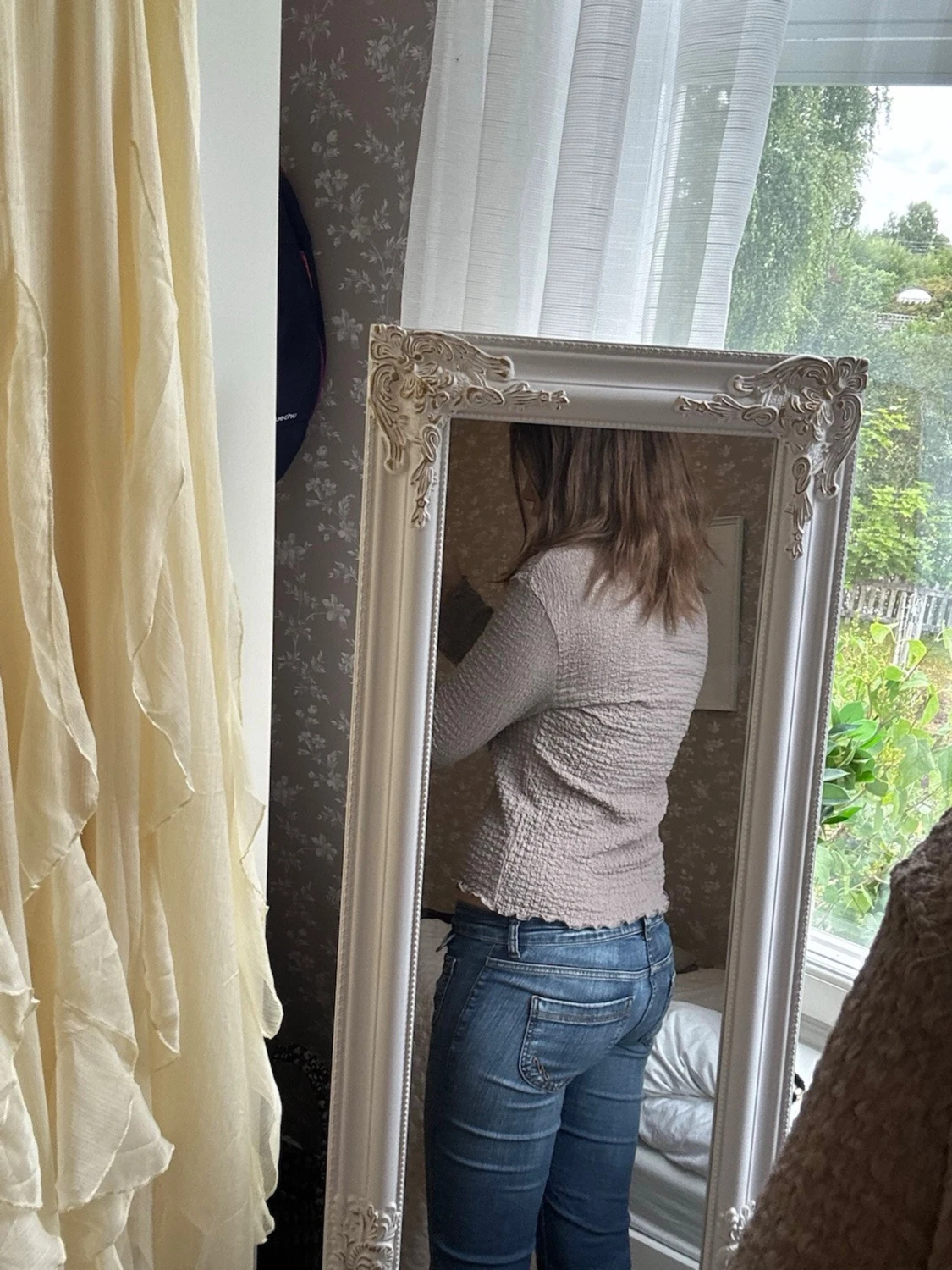 Beige långärmad topp med struktur - 3