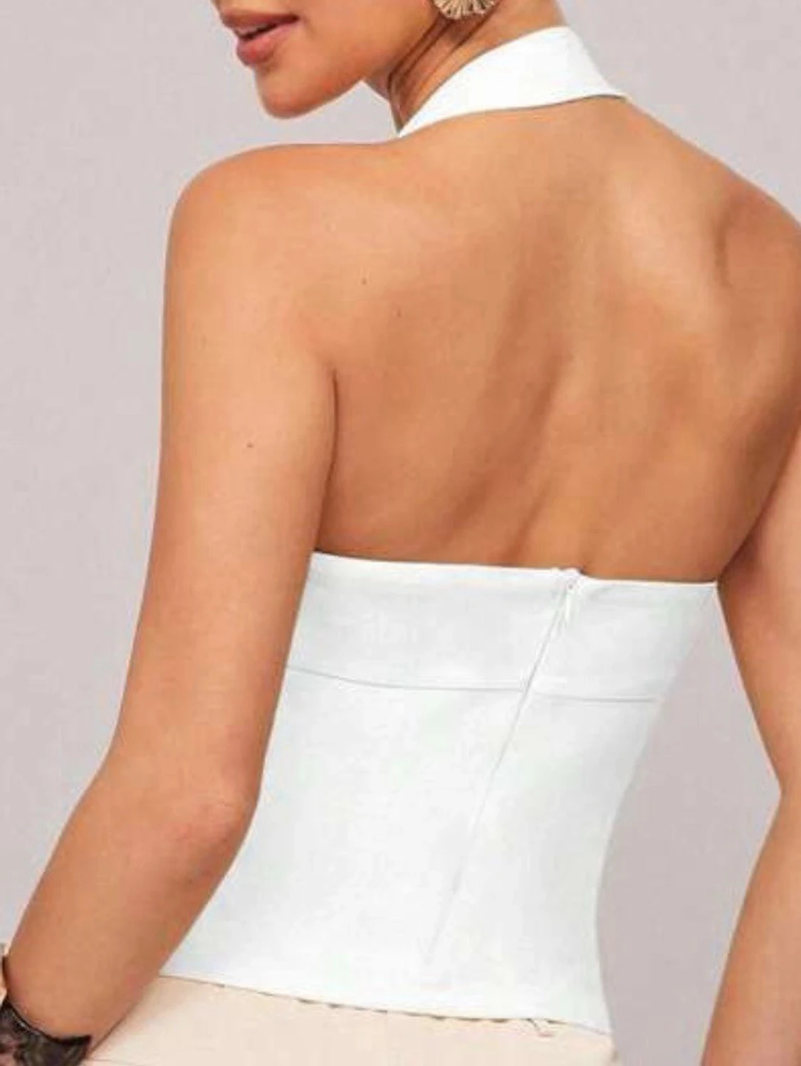 Vit halterneck korsettopp - 1
