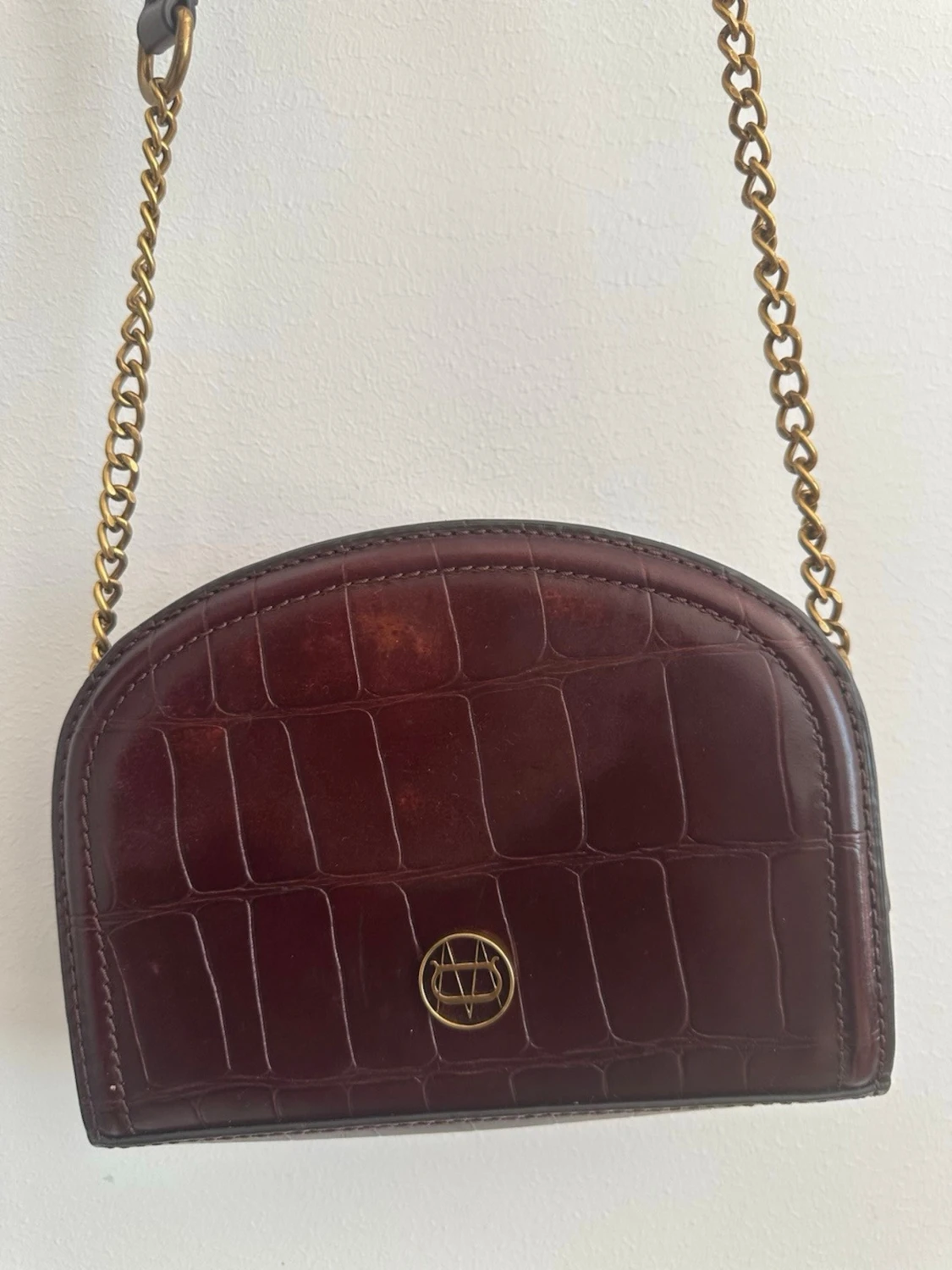 Burgundy axelväska med kedja - Massimo Dutti - 1