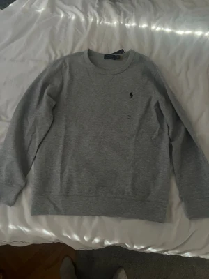 Grå sweatshirt från Polo Ralph Lauren -  grå sweatshirt från Polo Ralph Lauren med rund halsringning och den blåa logan broderad på bröstet. Perfekt för en avslappnad och stilren look.