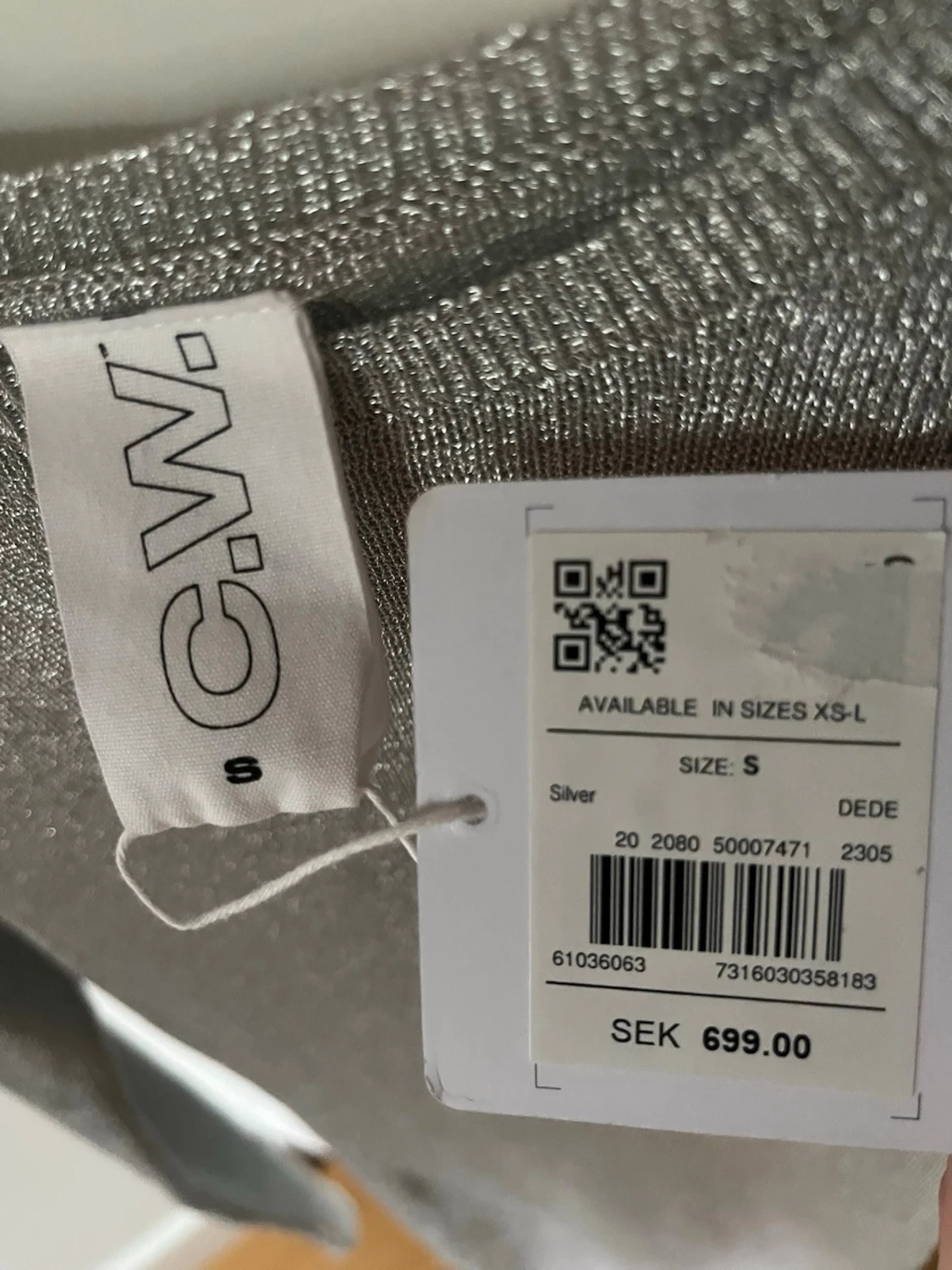 Silverglittrig långärmad klänning - 2