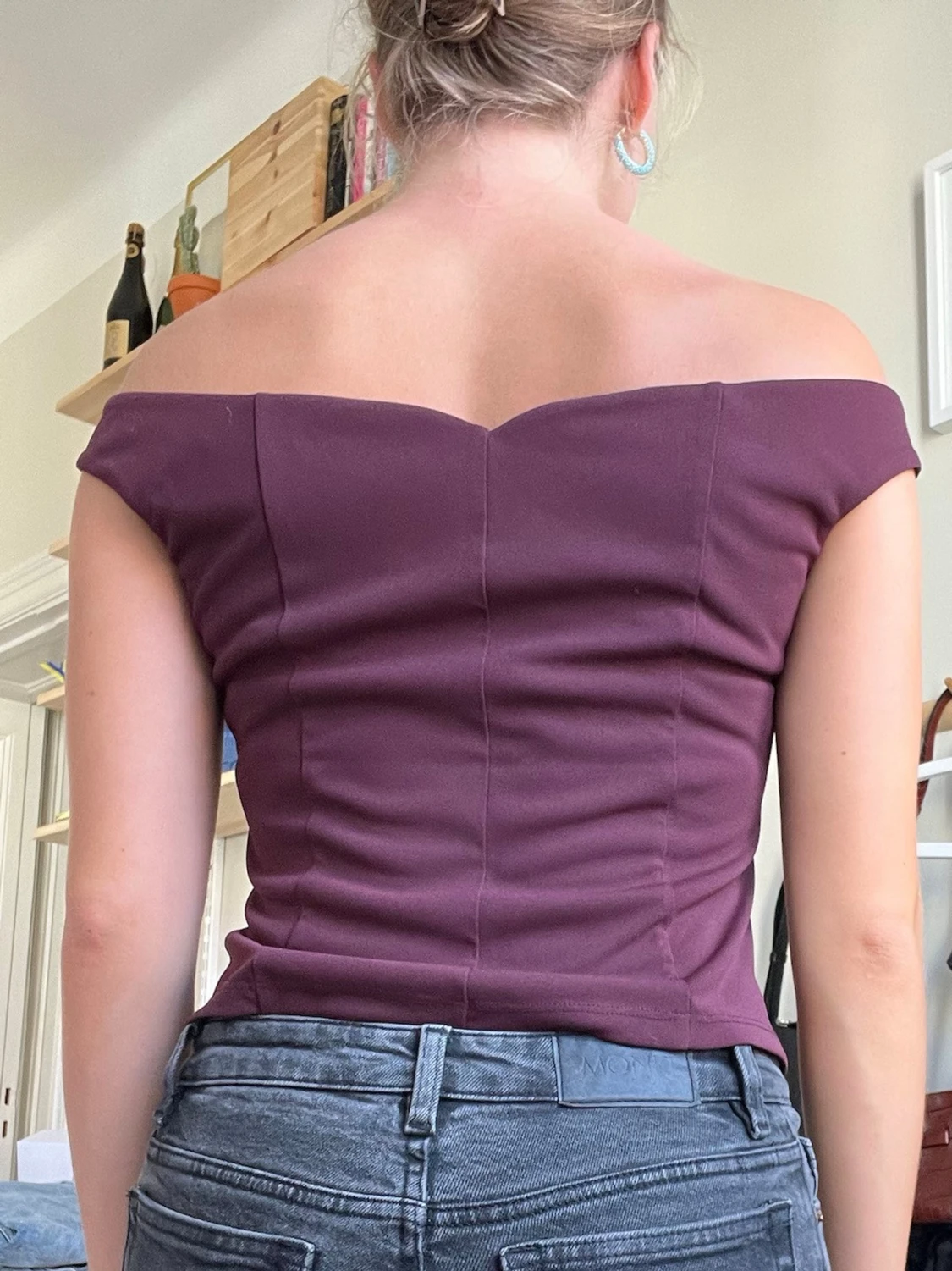 Vinröd offshoulder topp - 4