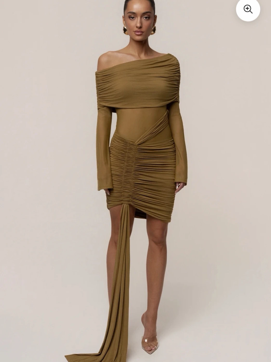 Brun/gul offshoulder klänning