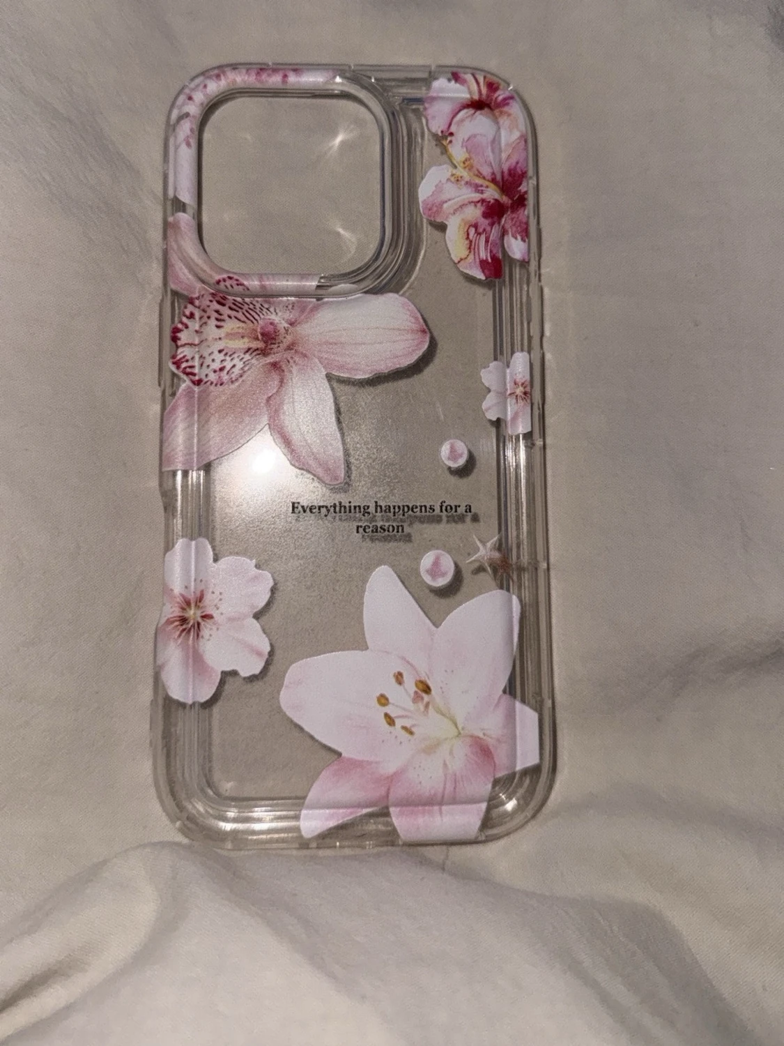 Blommigt mobilskal med text/iphone 16 pro