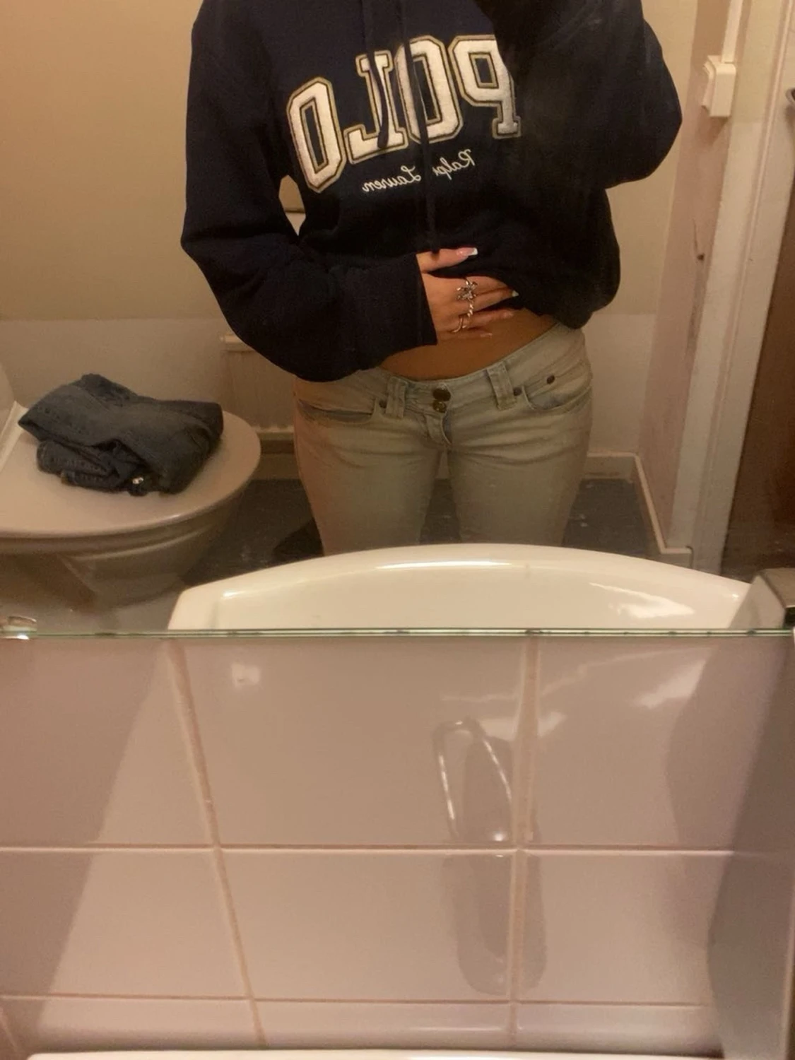 Ljusbeiga low waist jeans