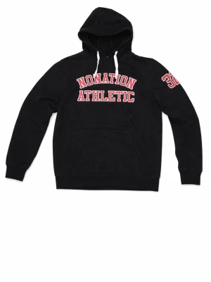 Svart hoodie Nonation Athletic - Svart hoodie från Nonation Athletic med vit och röd text på bröstet och siffran 30 på ärmen. Klassisk modell med huva och vita dragsnören. Perfekt för en sportig och avslappnad stil.